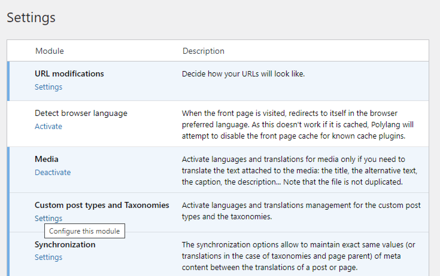 custom post types and taxonomy module settings