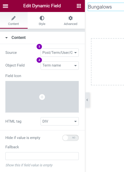 dynamic field editing in elementor