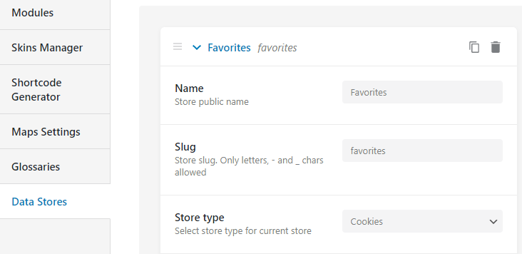 copying the favorites data store slug
