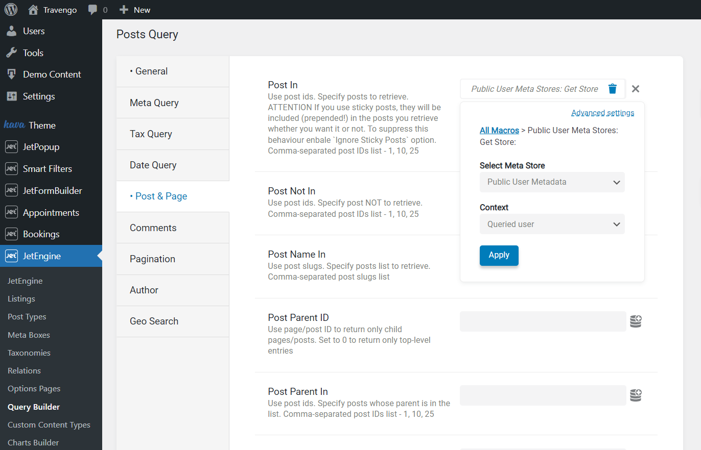 public user meta stores macro