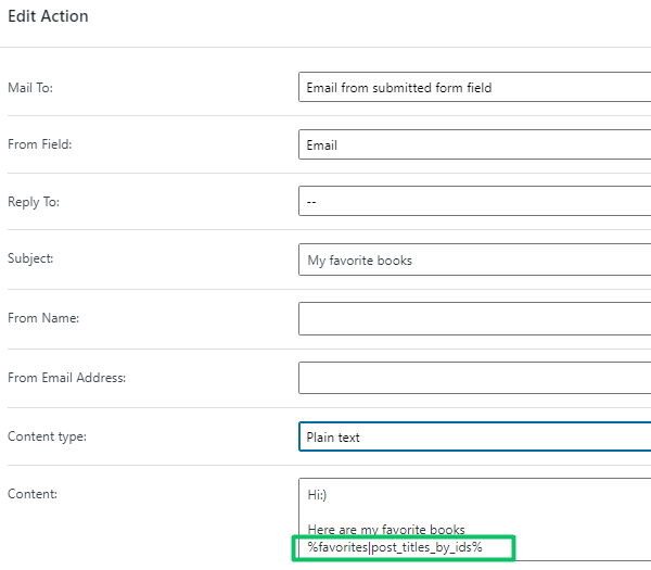 send email action with html action