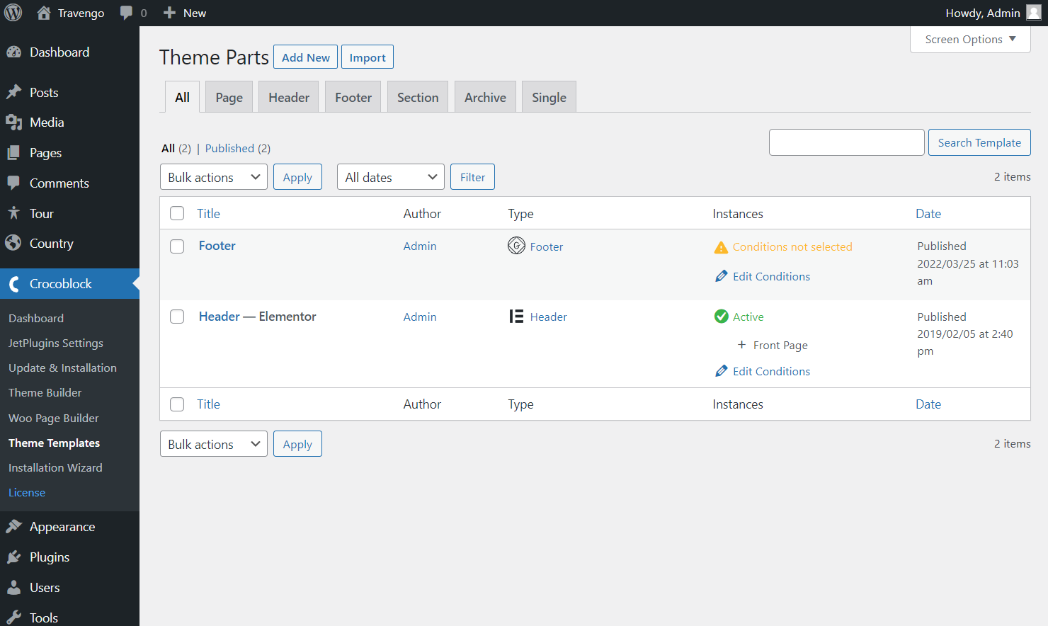 active header conditions