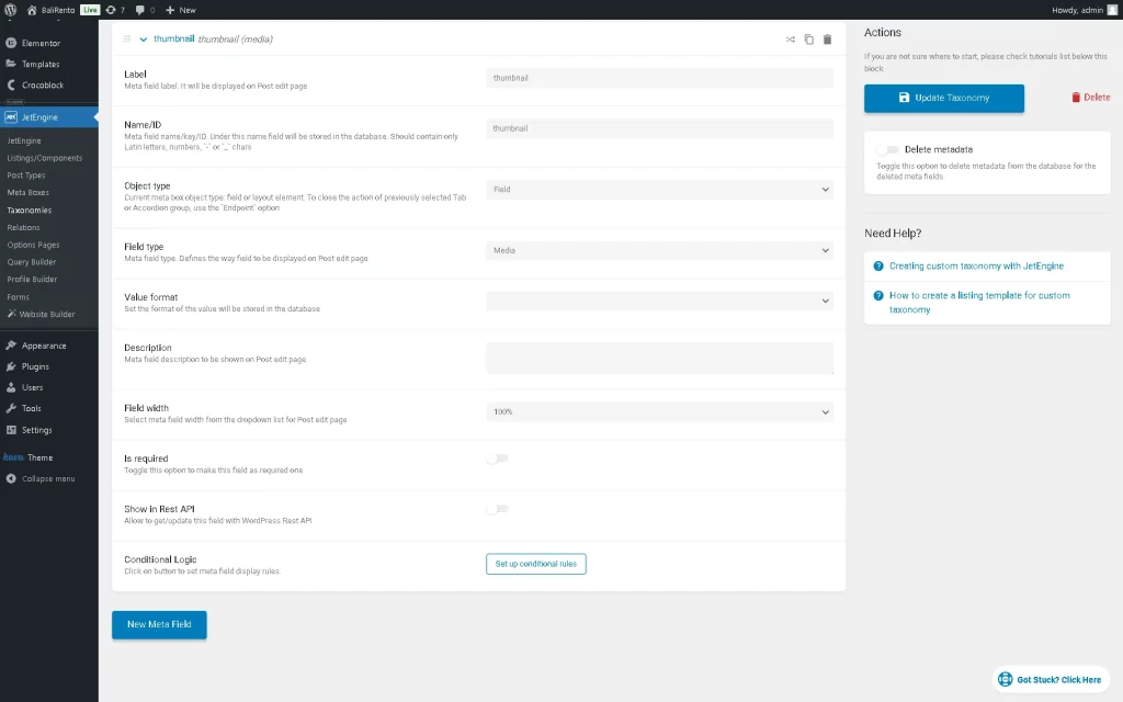 adding taxonomy meta fields