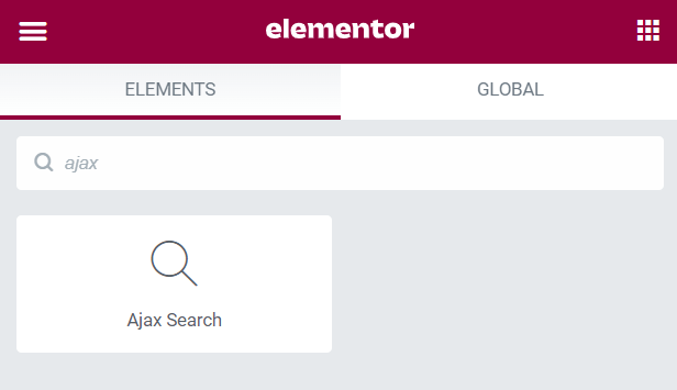 ajax search widget in elementor