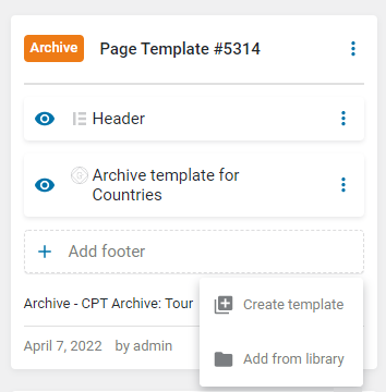archive page template with the header and body