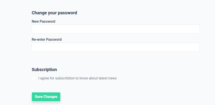 change your password section of the settings tab