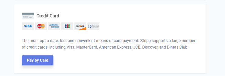 credit card payment method page