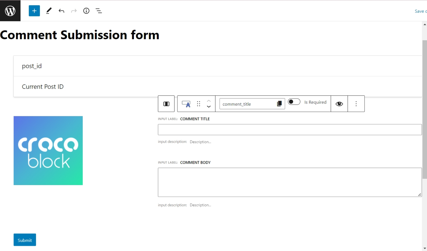designing the form for comment submissions