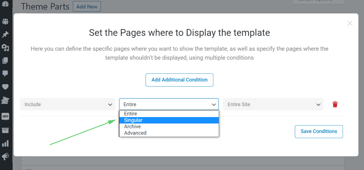 header condition for singular