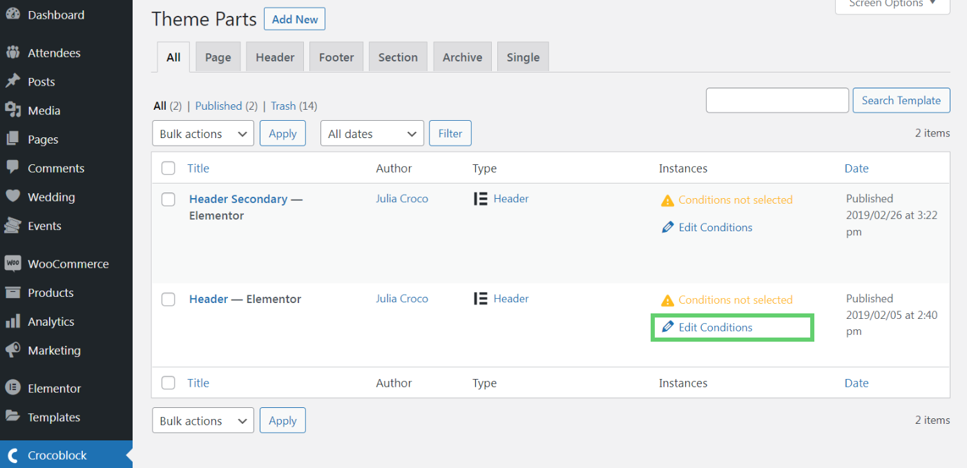 header instances