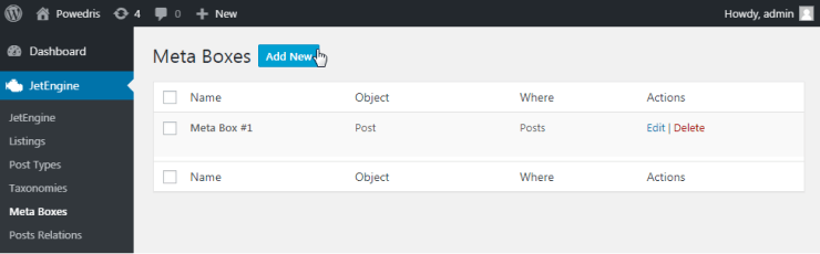 Meta Box settings in WP Dashboard