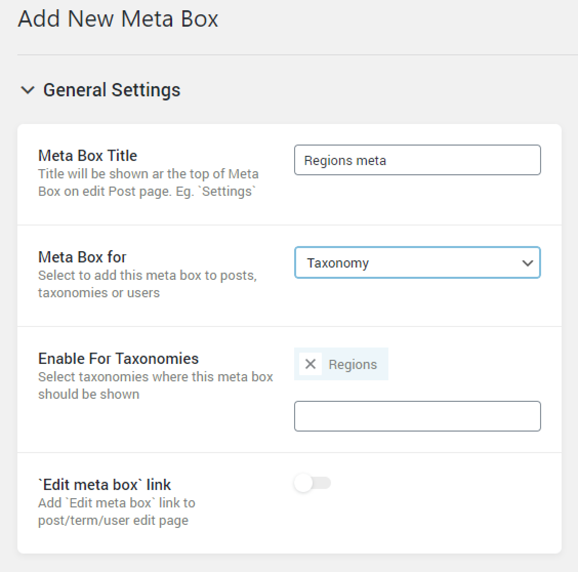 meta box for taxonomy