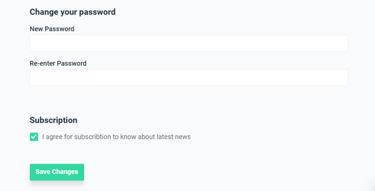 change password field