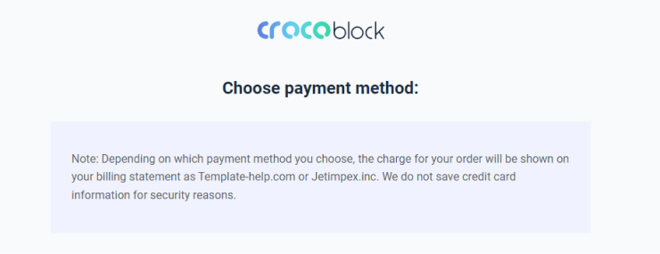 payment method choosing page