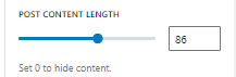 post content length field of ajax search results area blocks