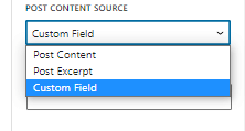 post content source menu of ajax search results area blocks