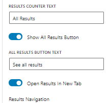 results text fields of ajax search results area blocks