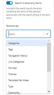 search in taxonomy terms
