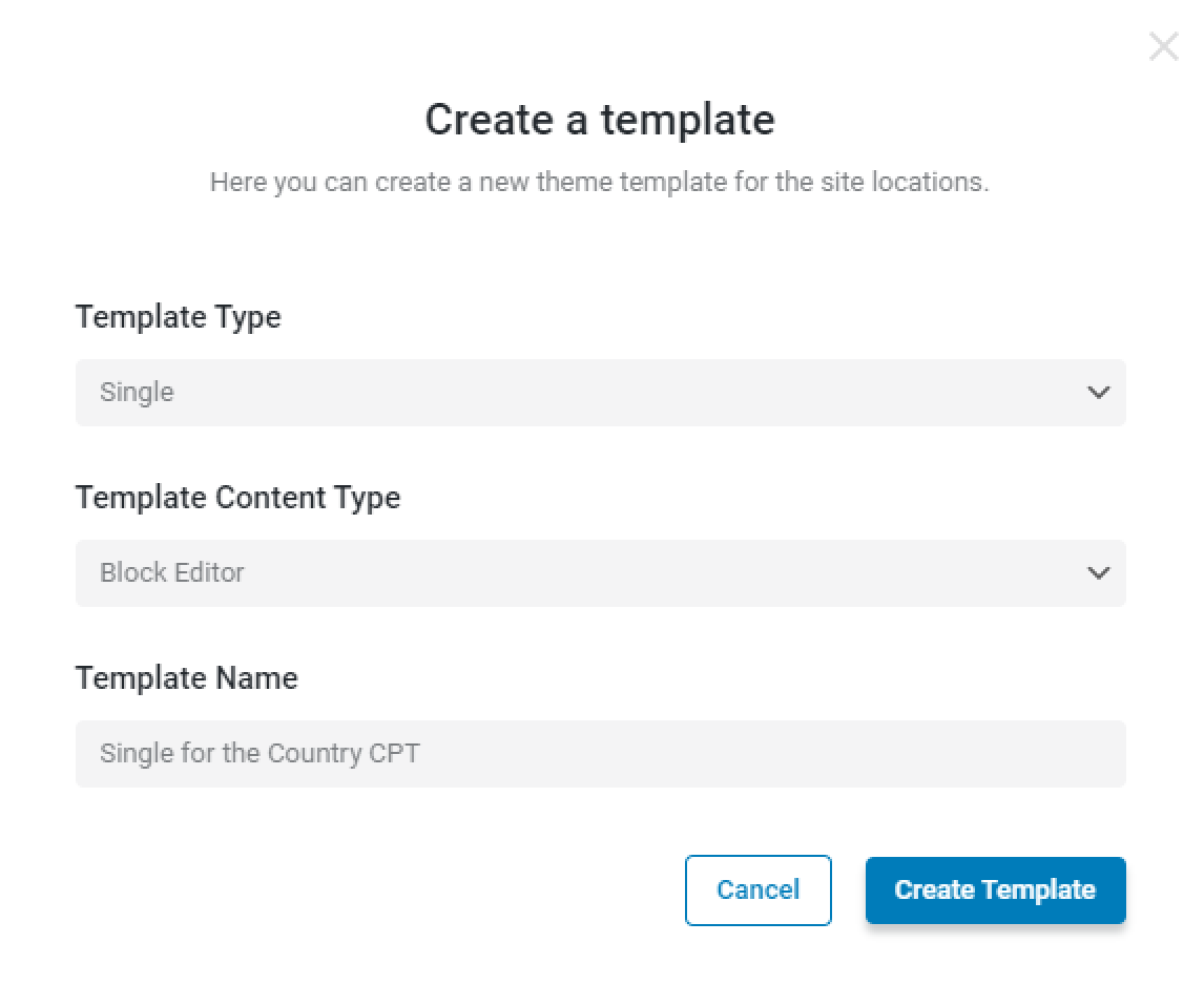 single template for the listing grid created in the block editor