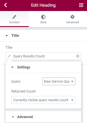 currently visible query results count (per page)