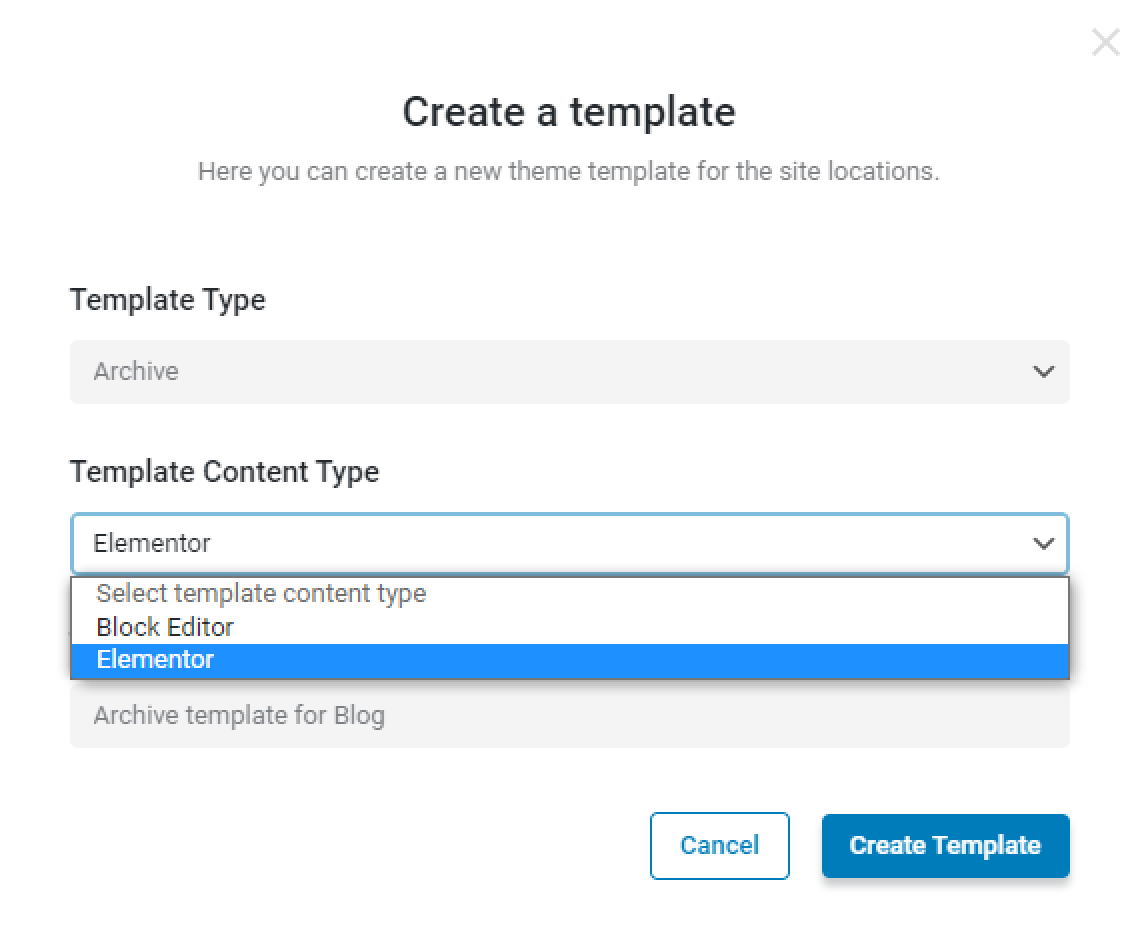 archive template creation