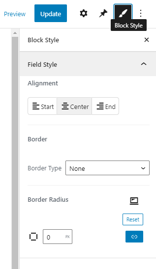 block style settings