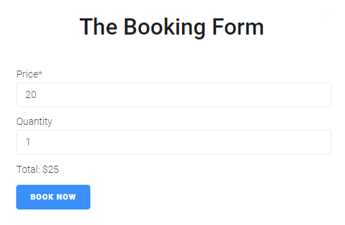 booking form on the front