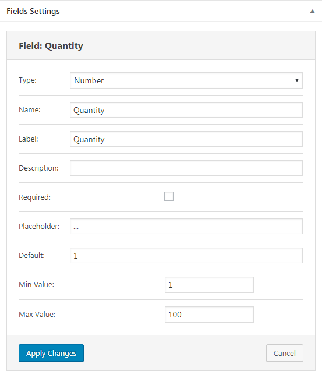 quantity field