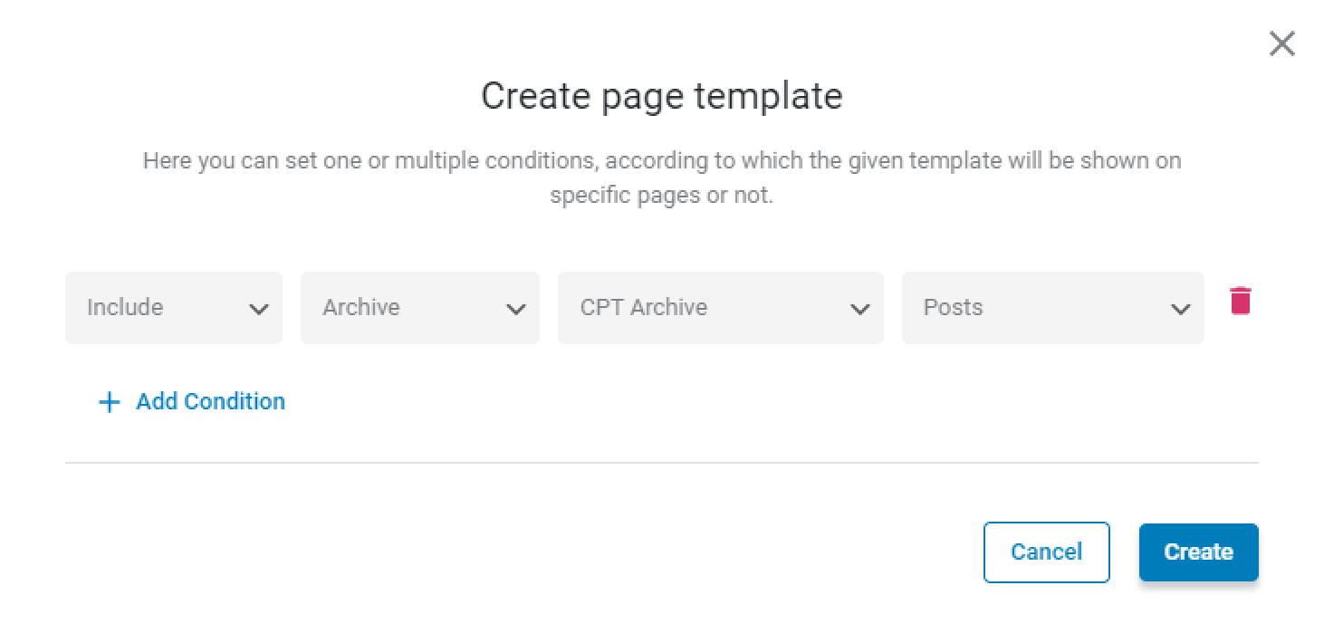 condition for the page template