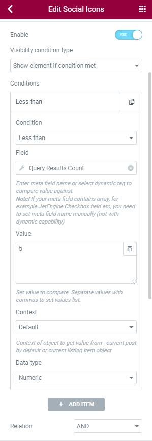 dynamic visibility settings