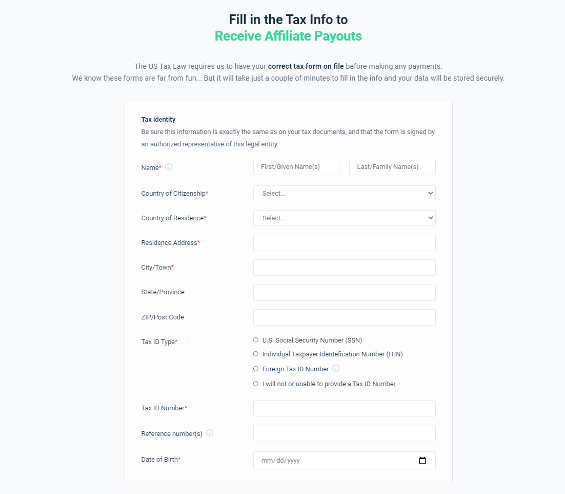 crocoblock individual non-usa citizen affiliate tax form