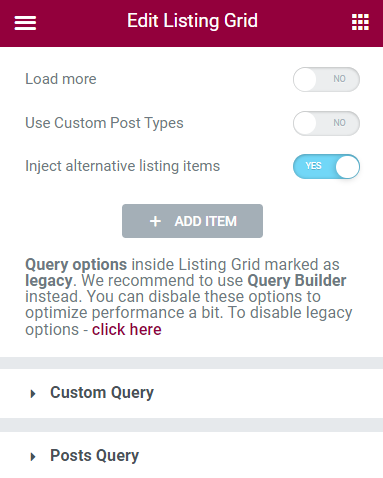 inject alternative listing items option in listing grid