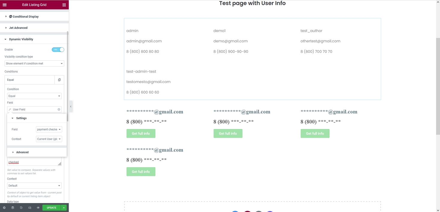 dynamic visibility for restricted content