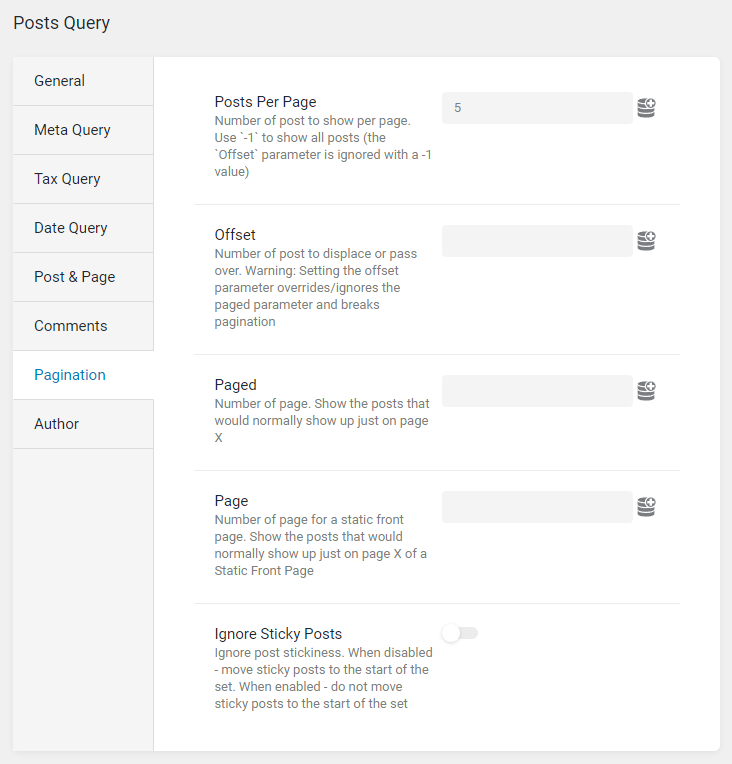 query pagination posts per page