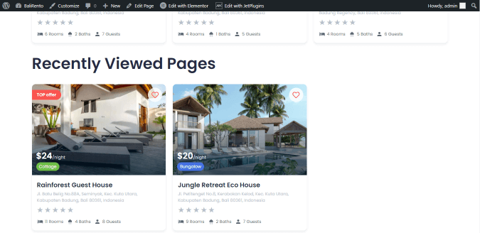 listing grid widget for recently viewed pages in gutenberg