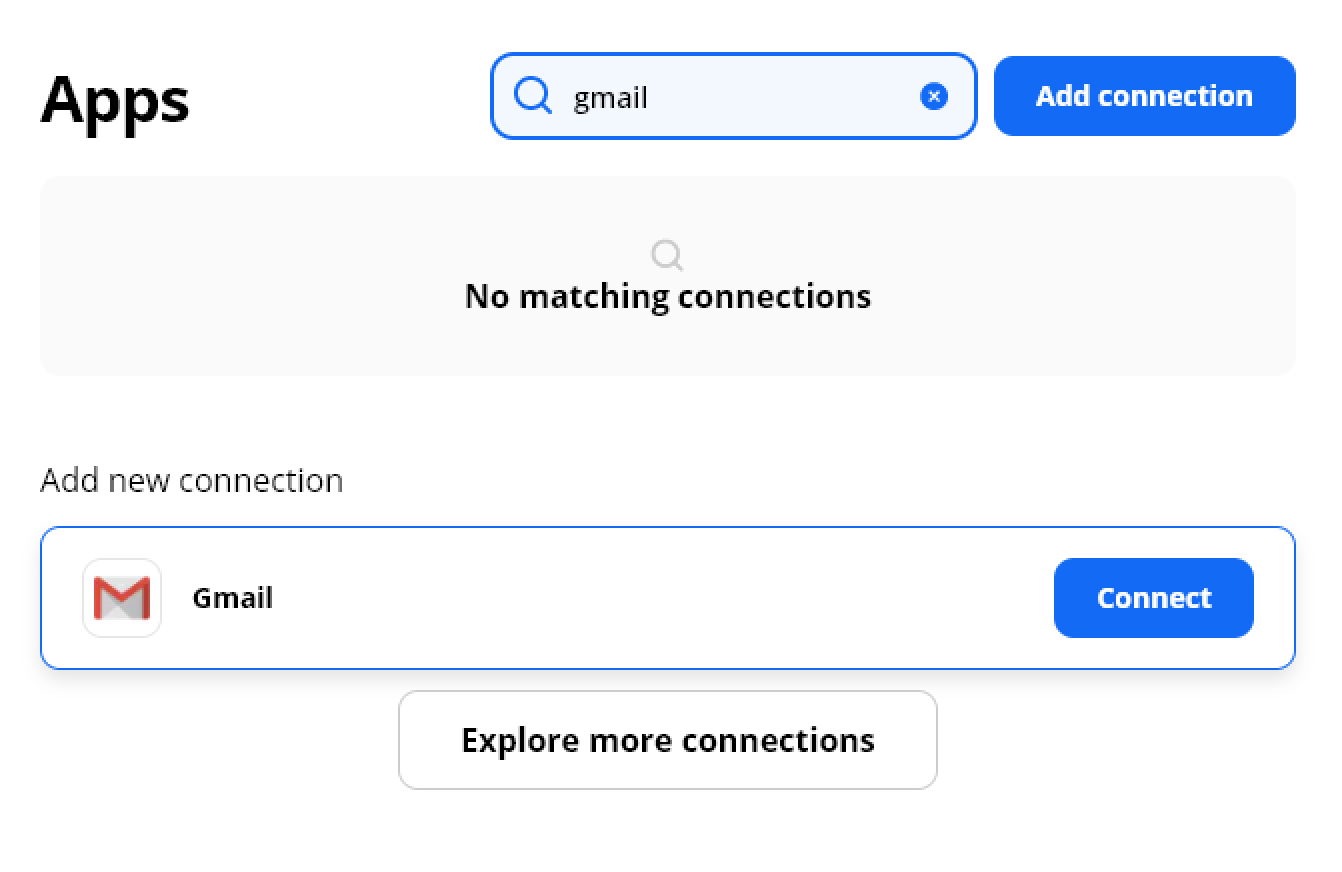 choose gmail in Zapier