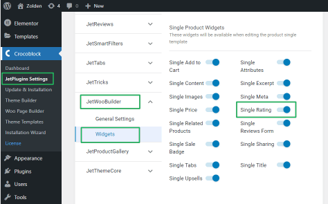 single rating widget activation