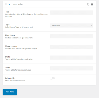 admin columns settings