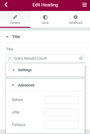 query results count advanced