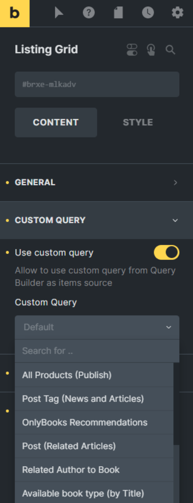 custom query