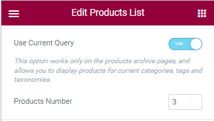custom query block of product list widget settings