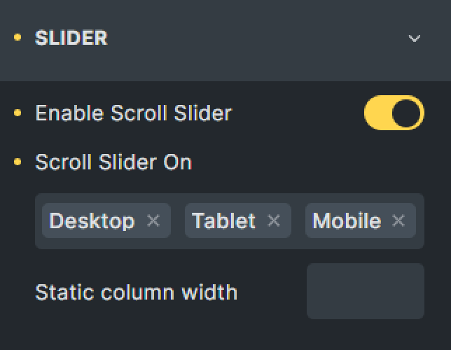 enable scroll slider