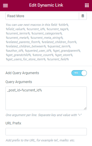 link query arguments