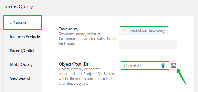 current id macro in the object post ids field