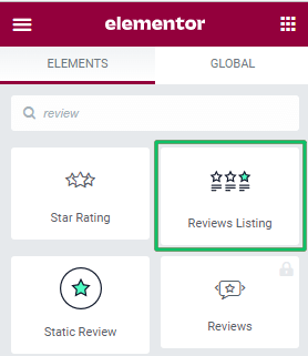 reviews listing widget for elementor