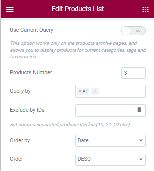 use custom query settings