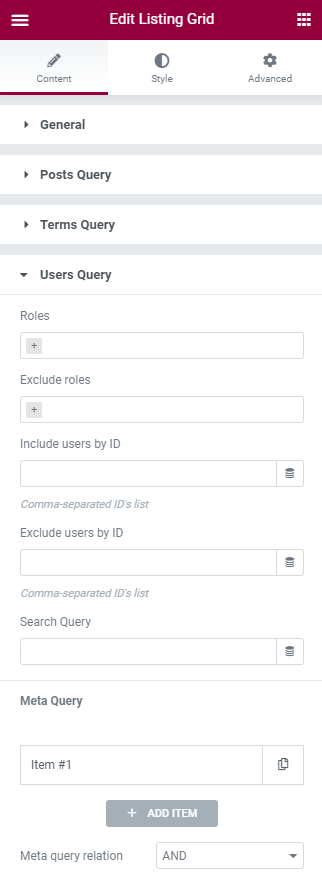 users query settings