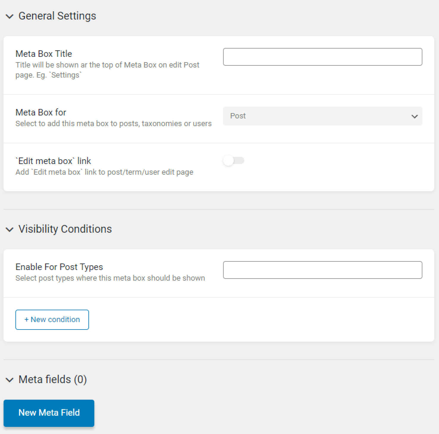 meta box for post visibility conditions