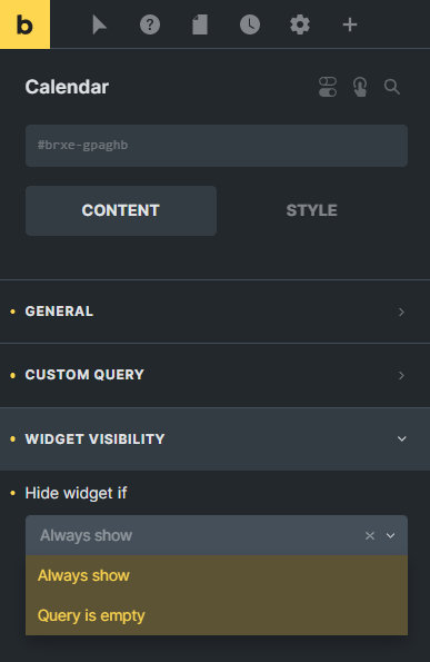 widget visibility