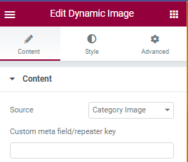 dynamic image widget settings